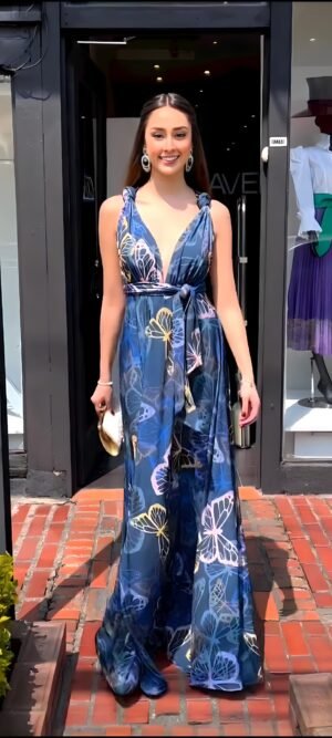 VESTIDO EN ACETATO ESTAMPADO