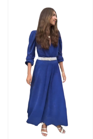 CONJUNTO BODY Y FALDA EN LAMMÉ AZUL REY