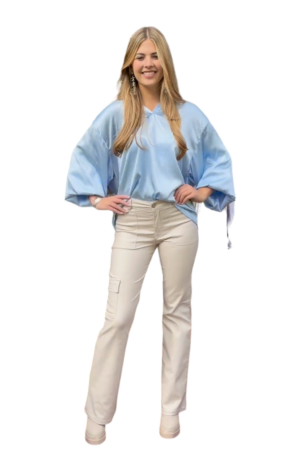 PANTALÓN EN CUERO ECOLÓGICO MARFIL