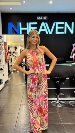 Enterizo en acetato librado de flores
