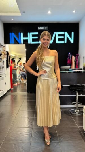 Corset en lammé dorado