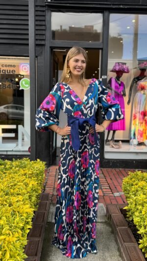 Vestido estampado plisado