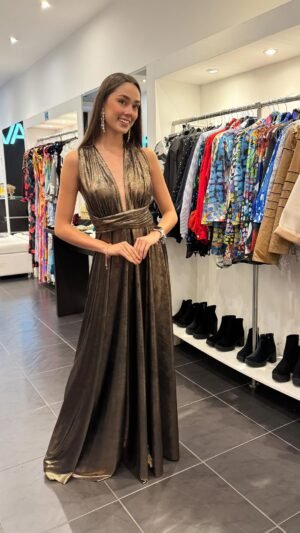 Vestido en lammé cobre